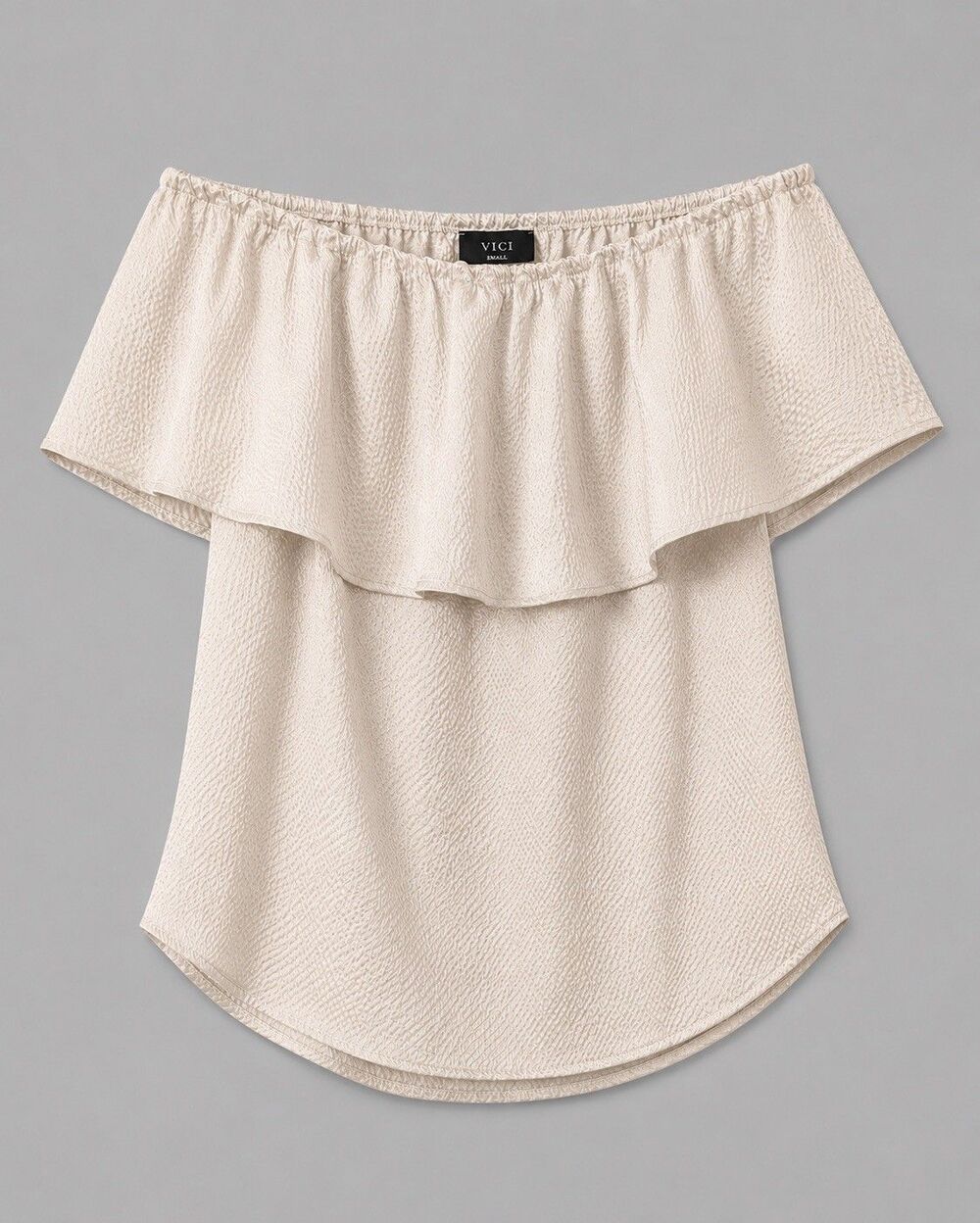 VICI Tank Top Women's Small Beige Strapless Top Ruffle Textured Summer Casual